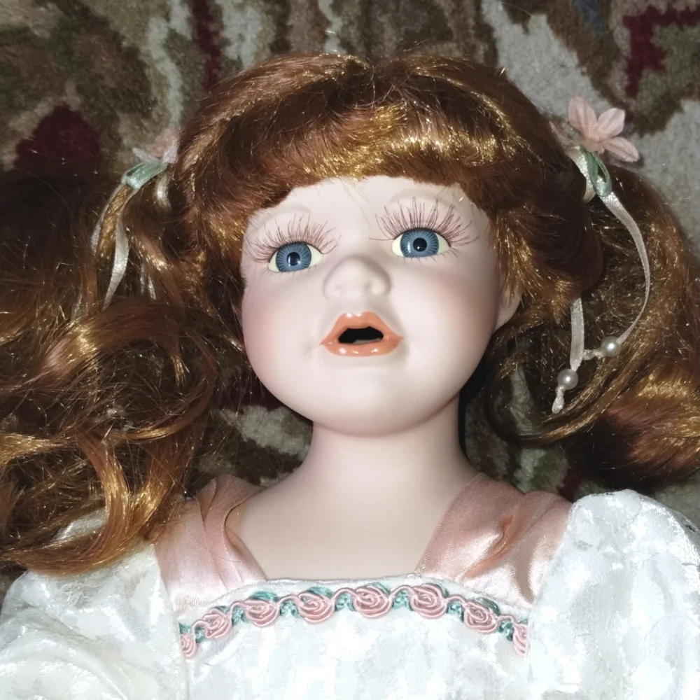 Porcelain Doll and Bear Set